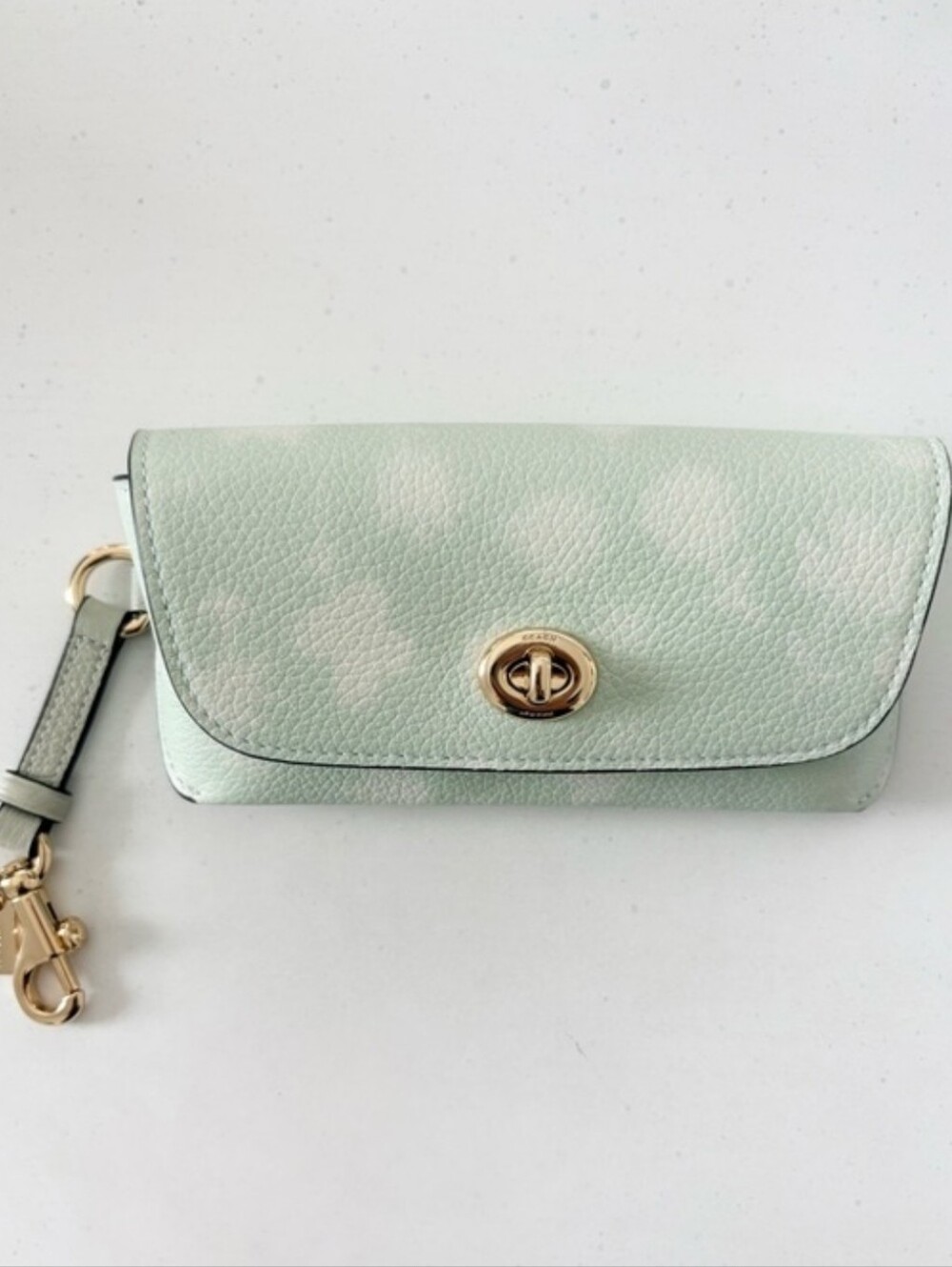 Coach NWT Mint Green Turnlock Sunglass Case with Gold Hardware